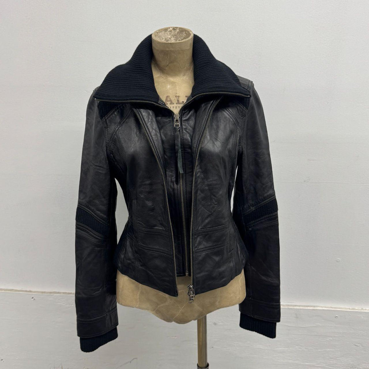 Vintage Black Double Layer Avant Garde Leather Jacket