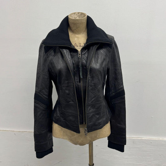 Vintage Black Double Layer Avant Garde Leather Jacket