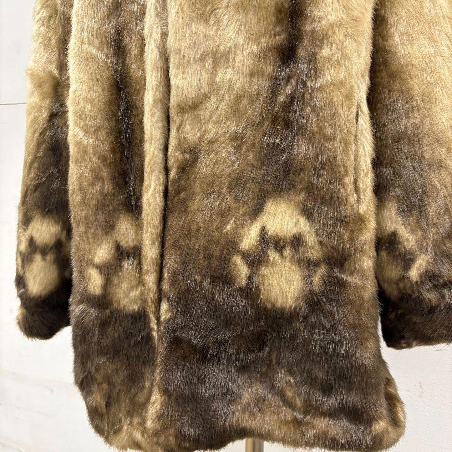 Vintage 70s Wool Faux Fur Print Coat