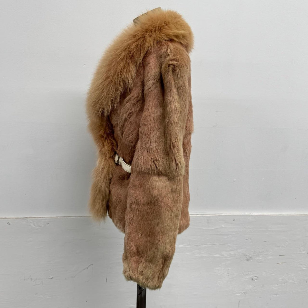 Vintage Y2K Pink Rabbit & Fox Fur Jacket Coat