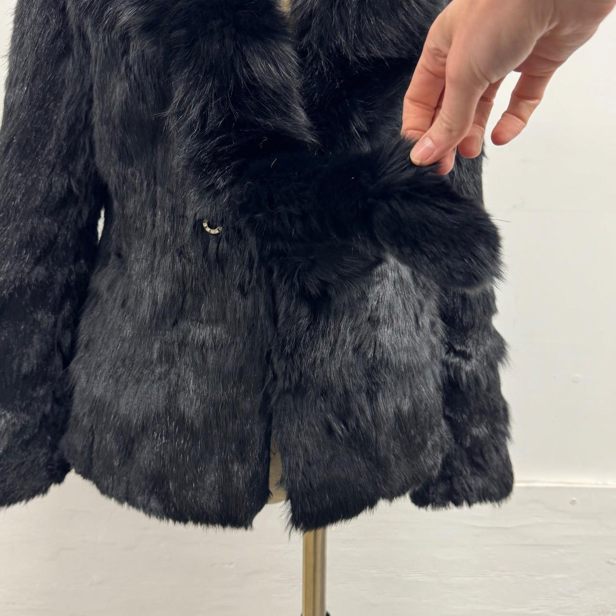 Vintage Y2K Black Rabbit & Fox Fur Jacket Coat