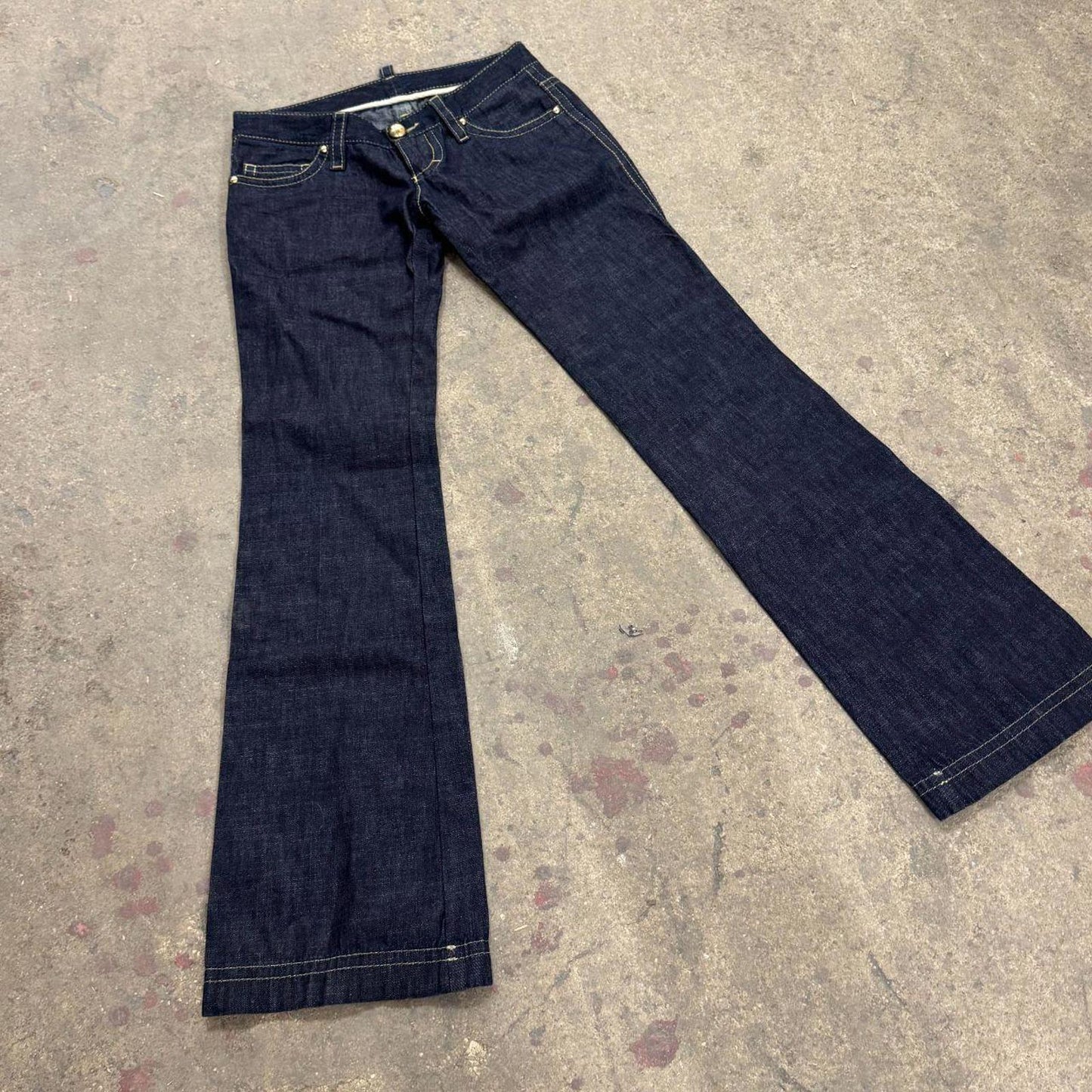 Y2K Vintage Dsquared2 Ultra Low-Rise Dark Wash Flare Jeans