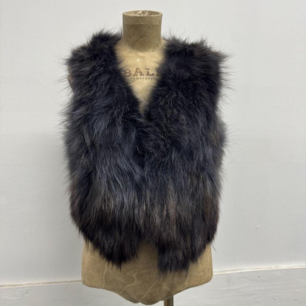 Y2K Vintage Blue-Grey Ombre Genuine Fox Fur Vest