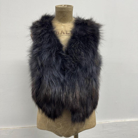 Y2K Vintage Blue-Grey Ombre Genuine Fox Fur Vest