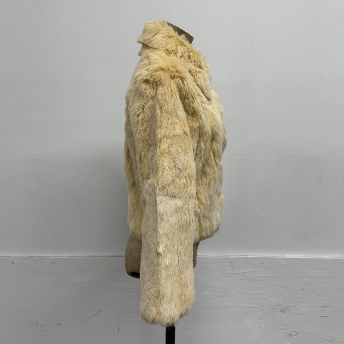 Vintage Cream White Rabbit Fur Jacket Coat