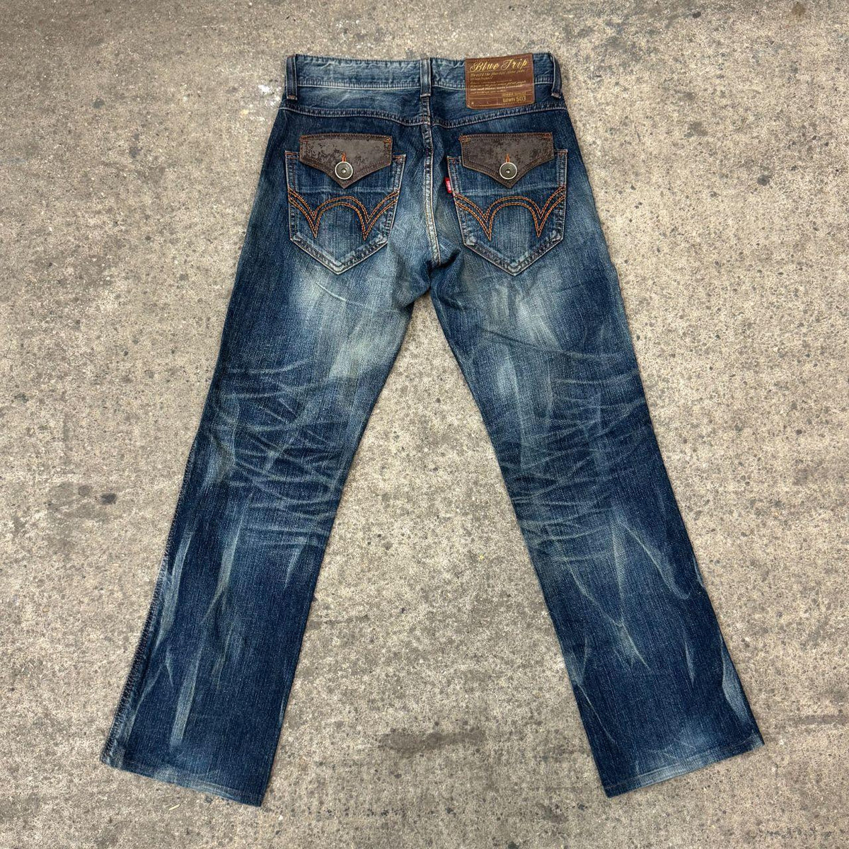 Vintage Y2K EDWIN Blue Trip 503  Wastern Stitch Japanese Denim Jeans
