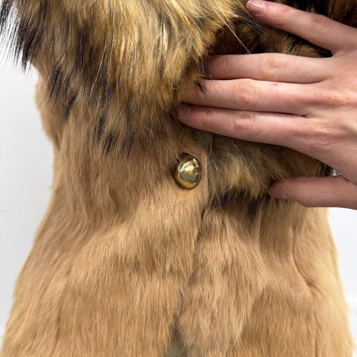 Vintage Honey Tan Mixed Raccoon & Rabbit Fur Vest