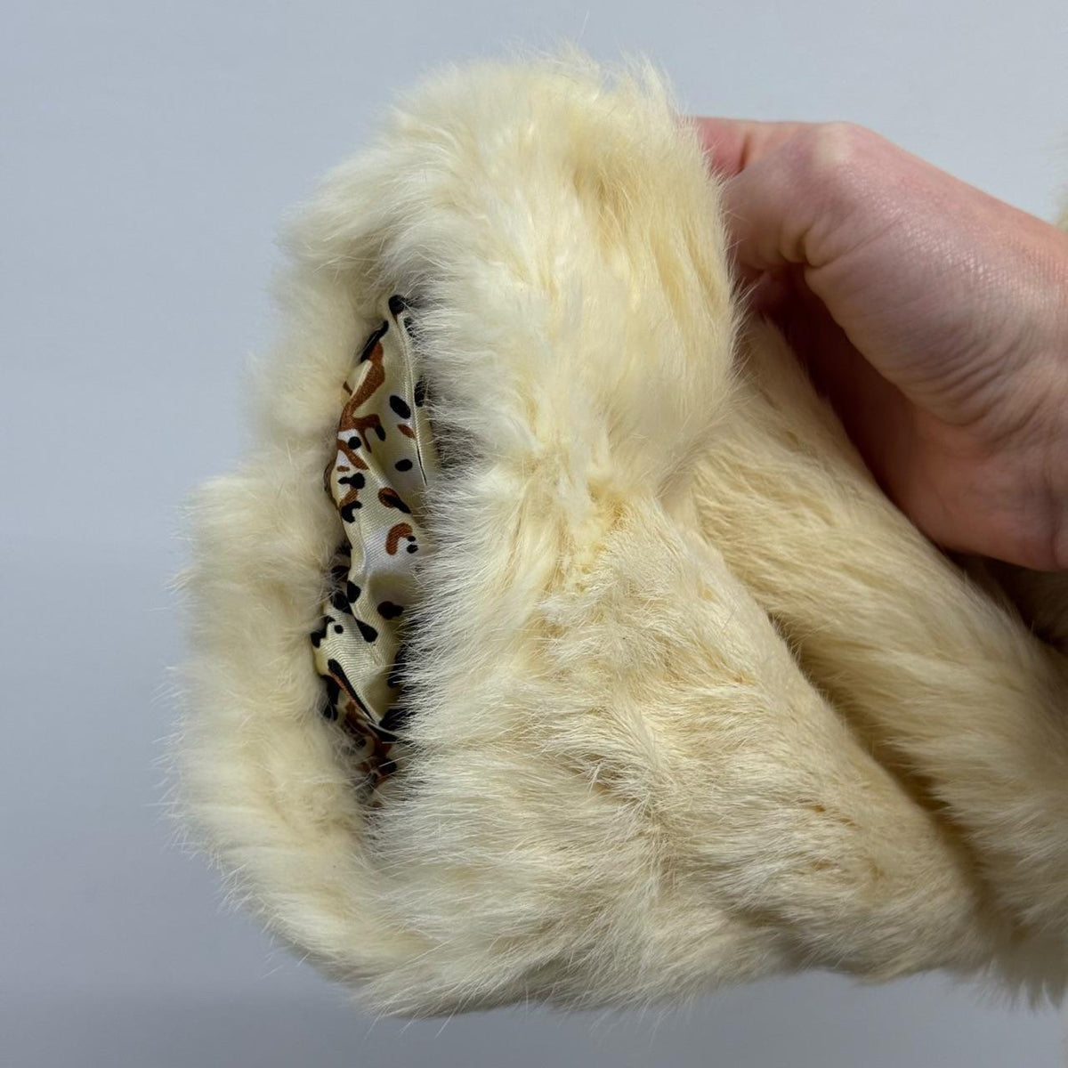 Vintage Y2K Cream White Rabbit & Fox Fur Jacket Coat