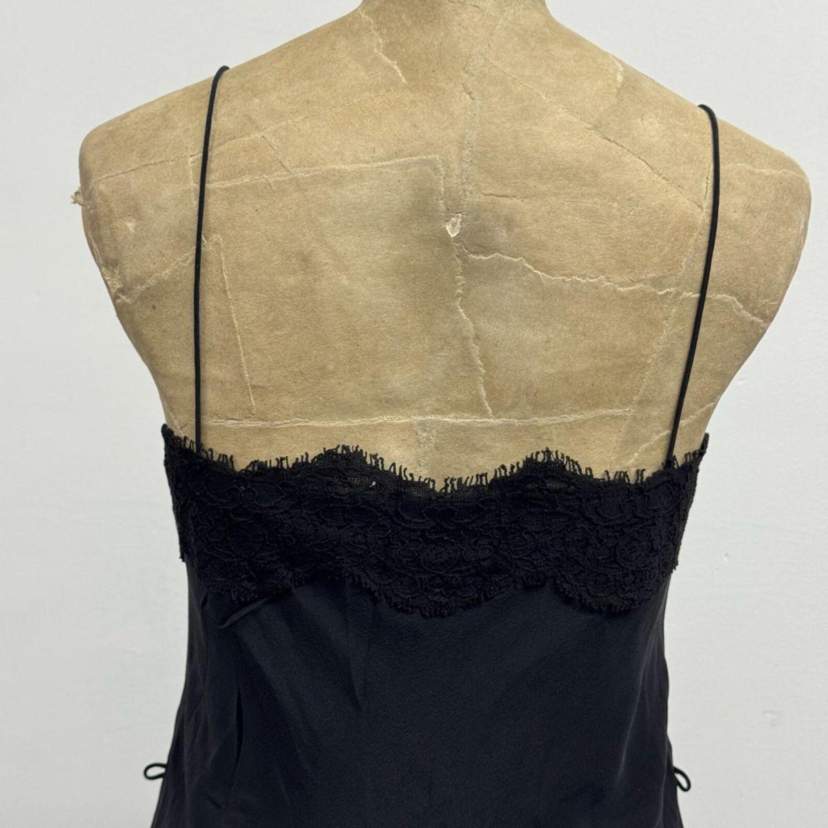Vintage 90s Y2K Noir Silk Lace-Trim Slip Dress
