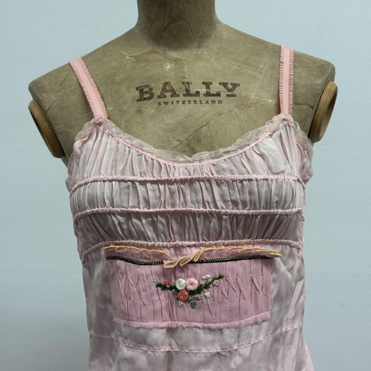 Vintage Y2K Pink 100% Silk Ruffle Mini Dress