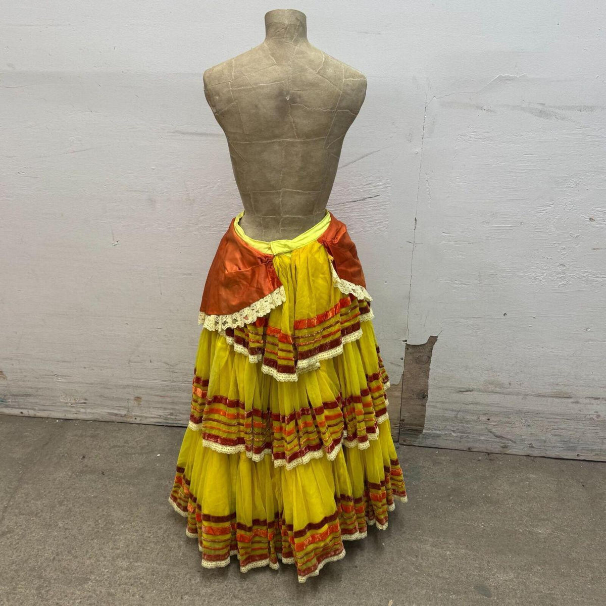 Vintage Broadway Costume 70s Sunset Tiered Performance Skirt