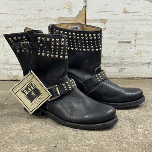 Deadstock Frye Veronica Studded Leather Moto Boots - NWT 8