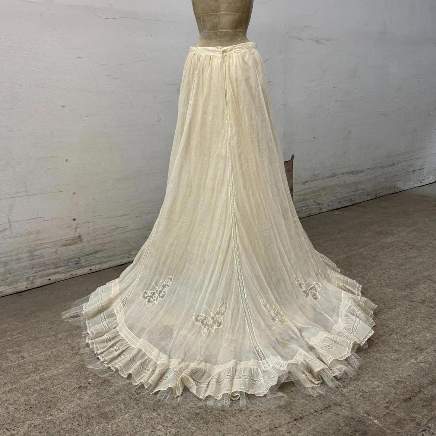 Antique Edwardian Butterfly Lace Petticoat Walking Skirt