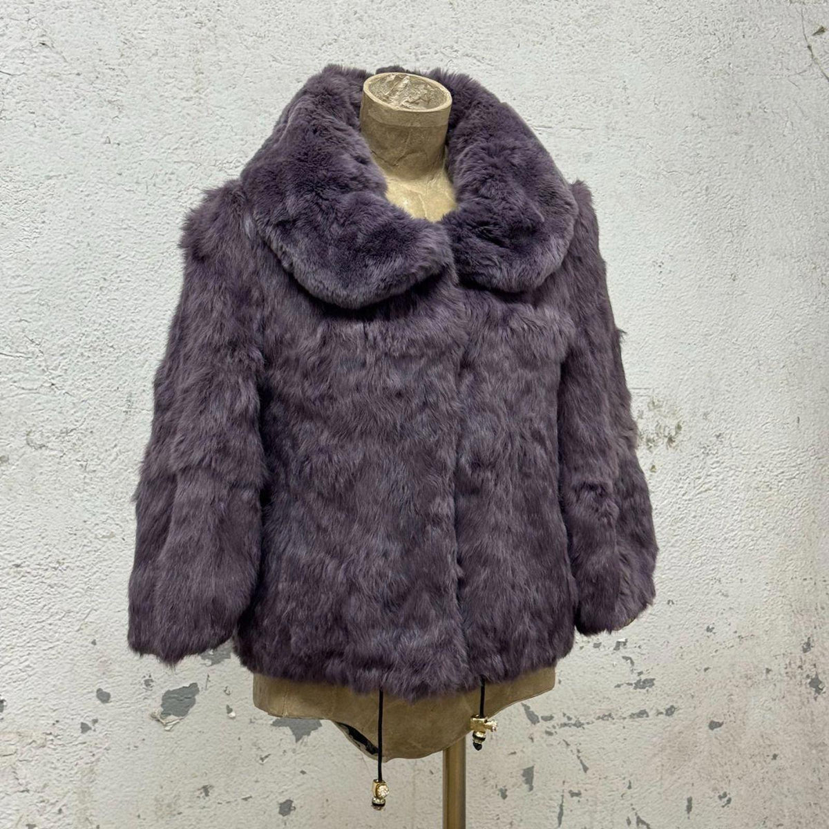 Vintage Y2K Lavender Purple Rabbit Fur Cropped Princess Jacket Coat