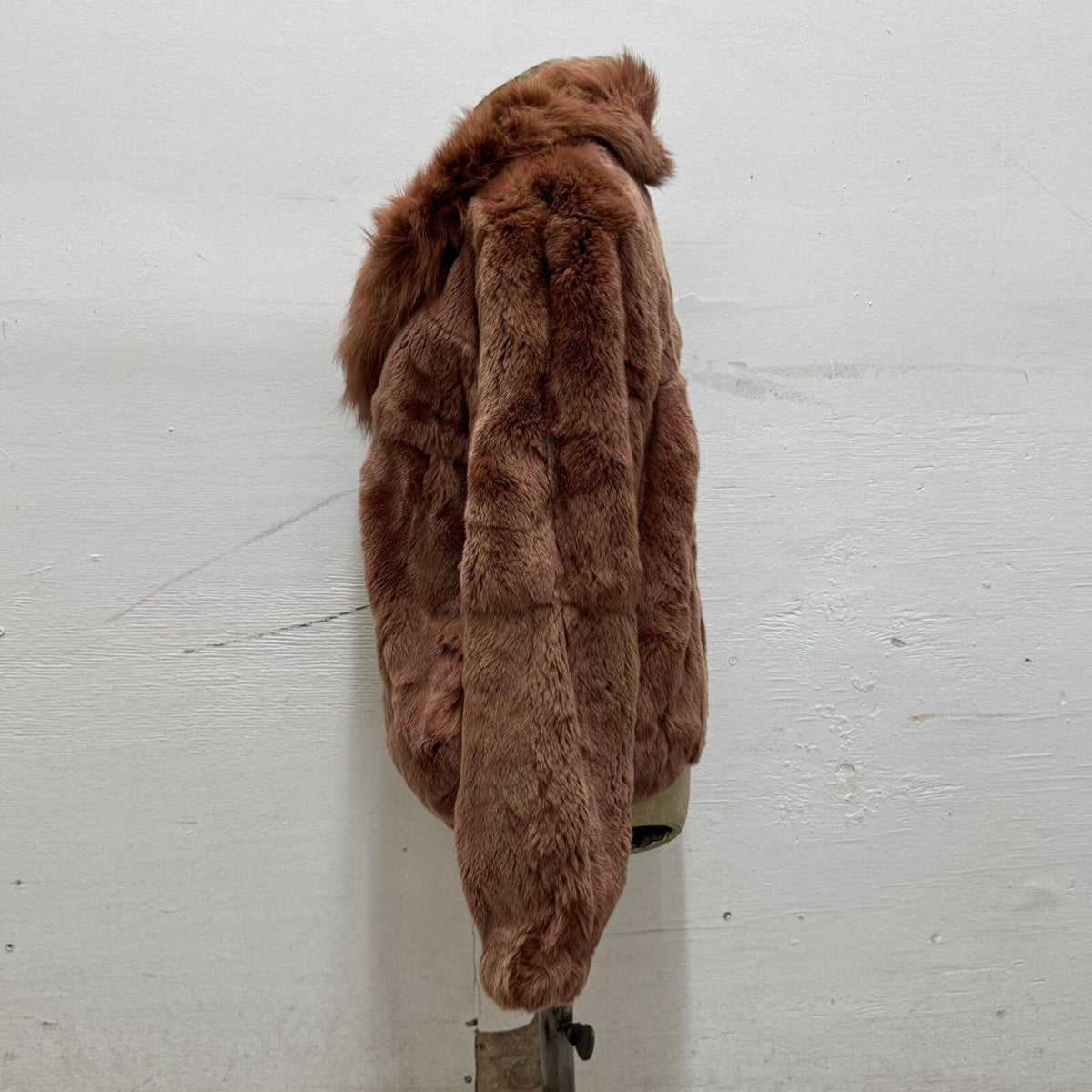 Vintage Warm Brown Rabbit & Fox Fur Jacket Coat