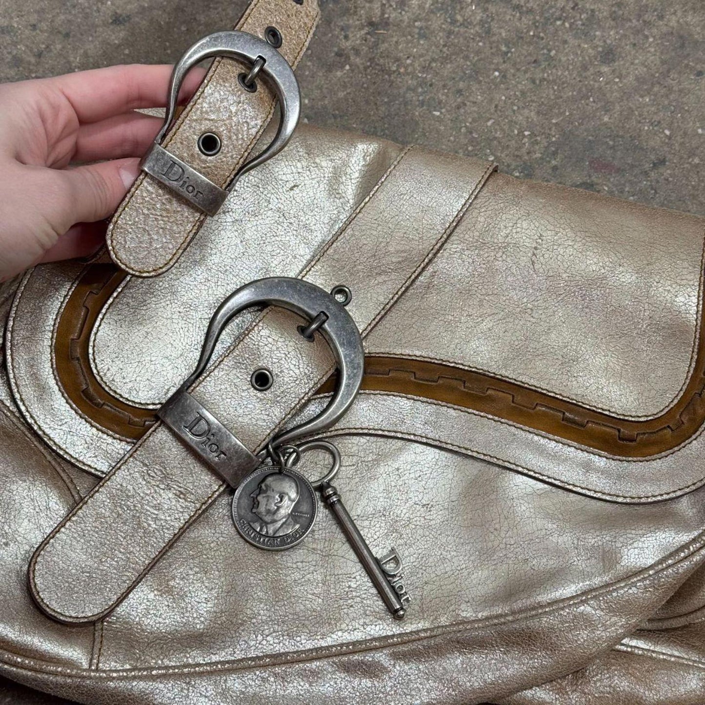 Vintage Dior Metallic Gaucho Saddle Bag Galliano SS06