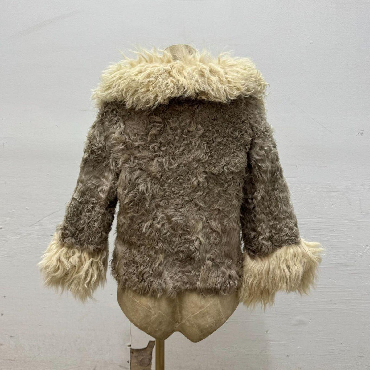 Y2K Vintage Mongolian Lamb Wool Mod Statement Jacket
