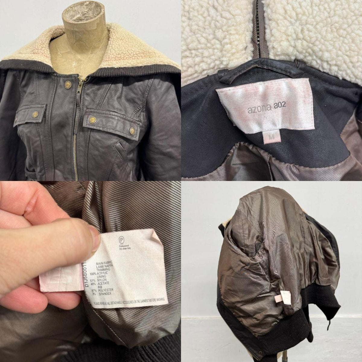 Vintage Brown Split Hood Aviator Lamb Nappa Leather Jacket Azona AO2