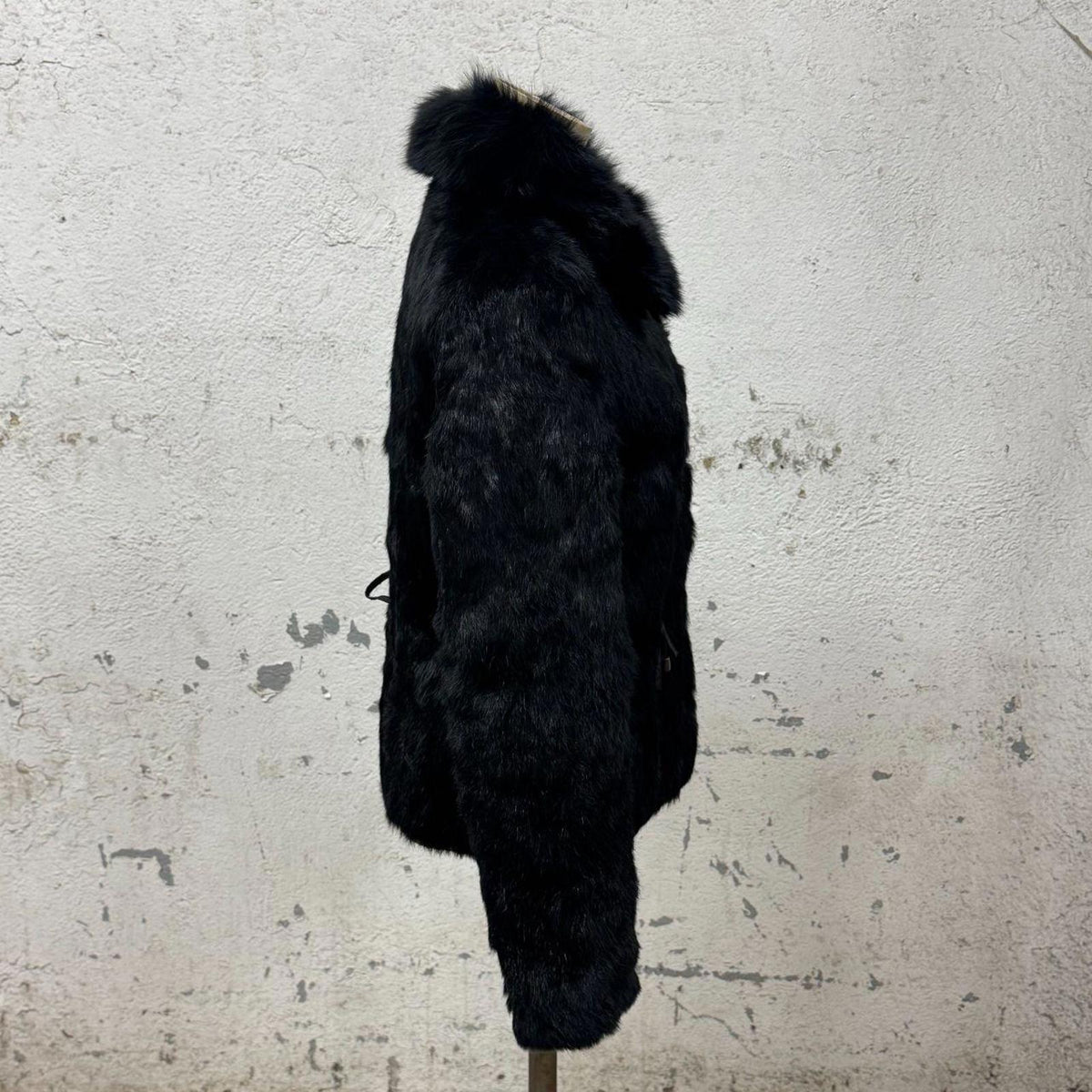Vintage Y2K Jet-Black Rabbit & Fox Fur Jacket S Coat