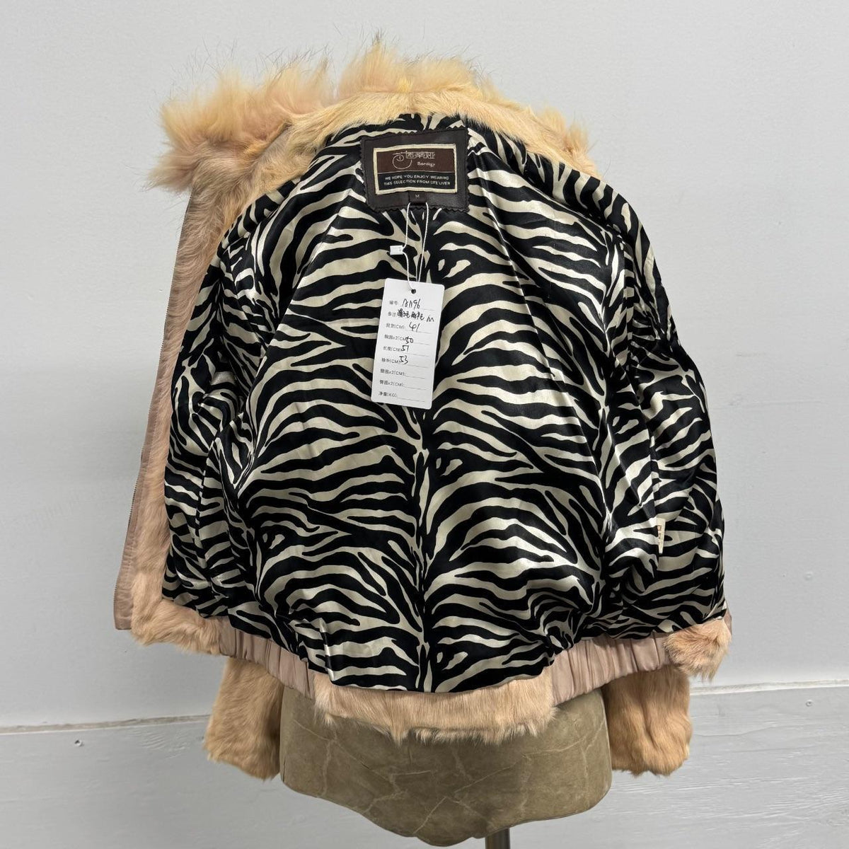 Vintage Y2K Pastel Blush Pink Rabbit Fur Bomber Jacket w Raccoon Fur Coat