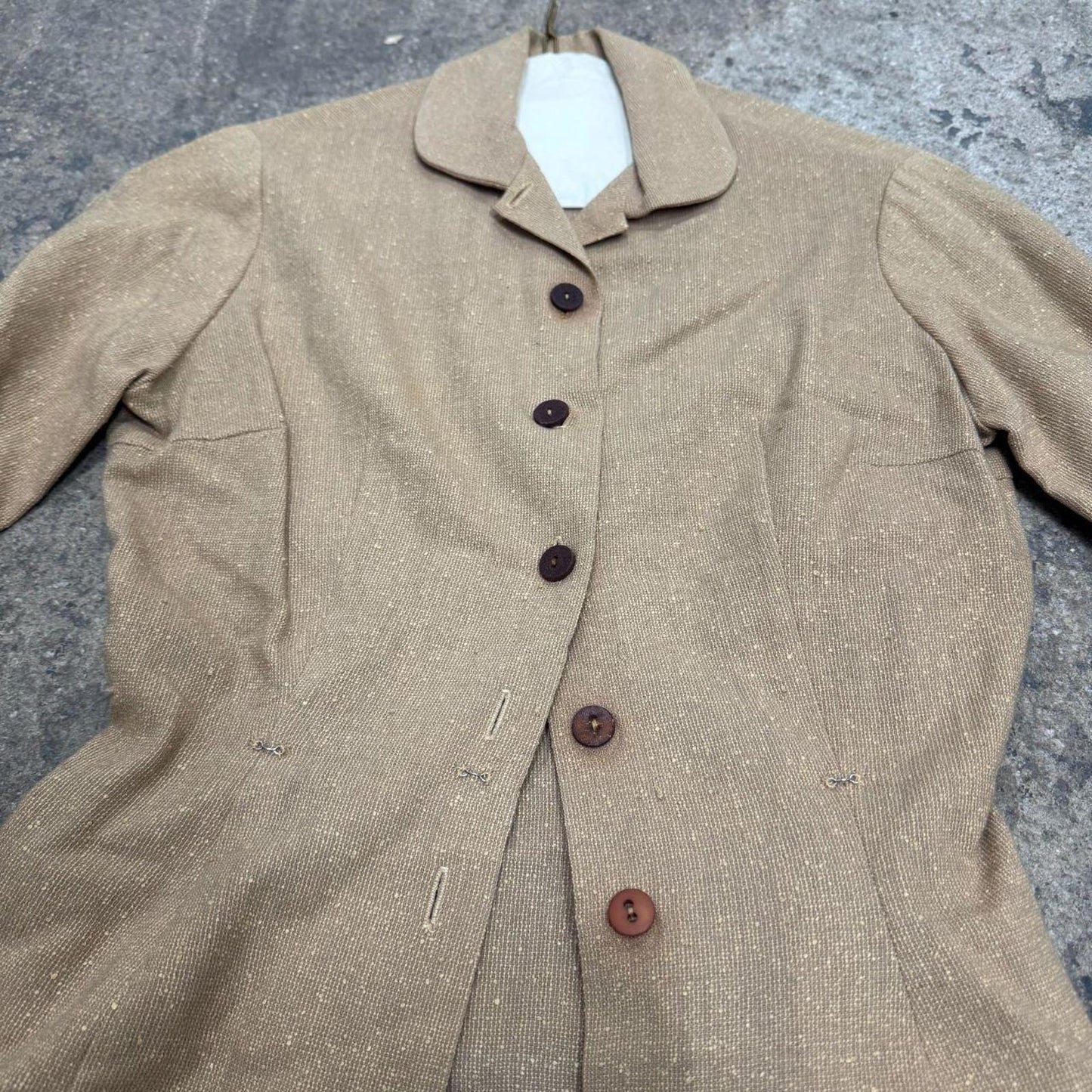 Vintage Tan Textured Victorian Western Jacket 50s does 1800s Disney Film Costume