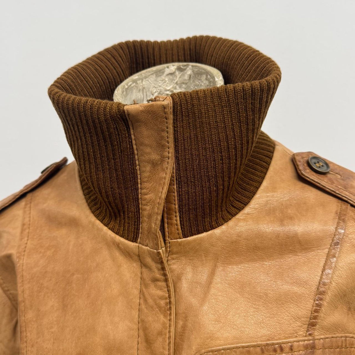 Vintage Y2K Utility Cargo Leather Bomber / Aviator Flight Jacket Oasis