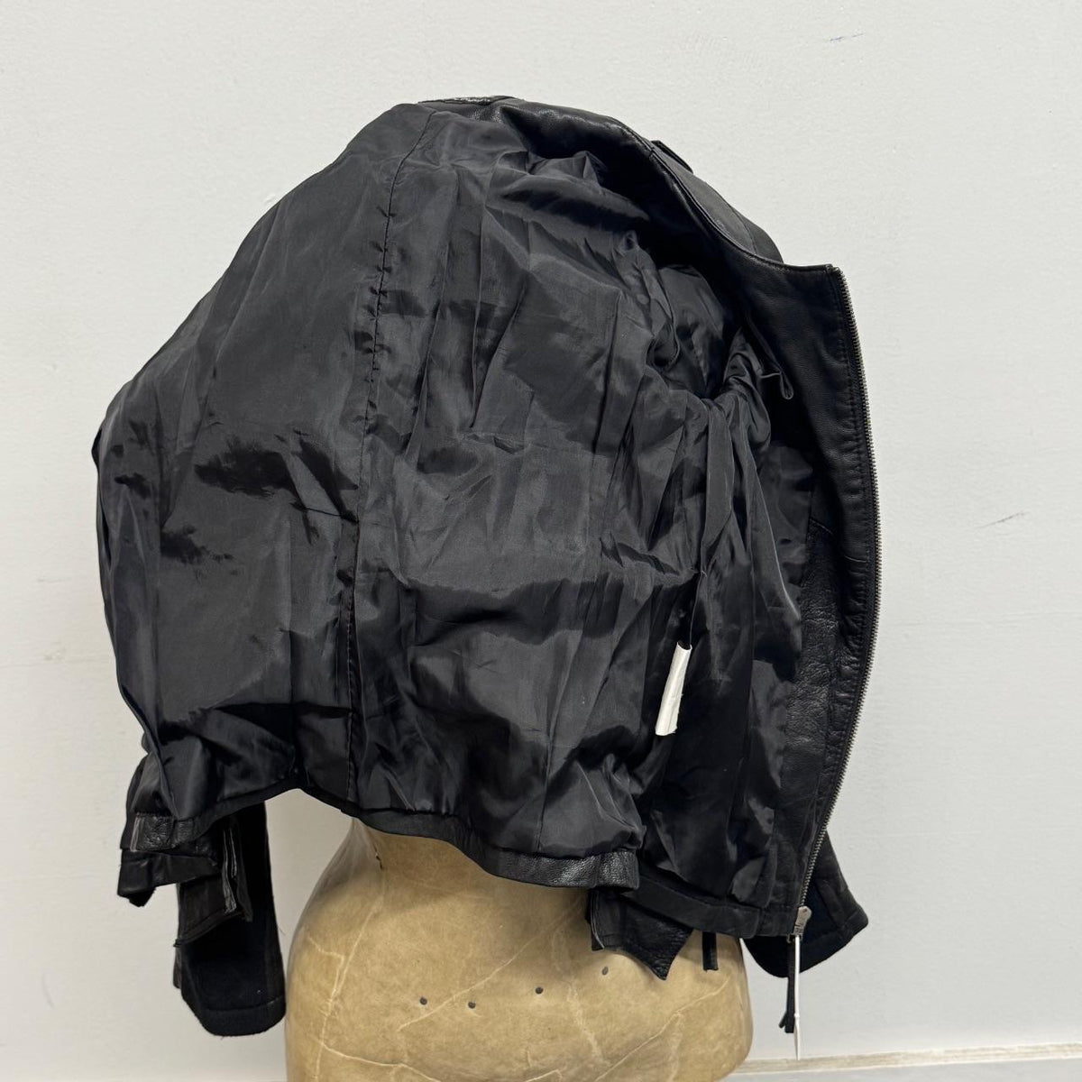 Vintage Black Cargo Pocket Utility Avant Garde Leather Jacket