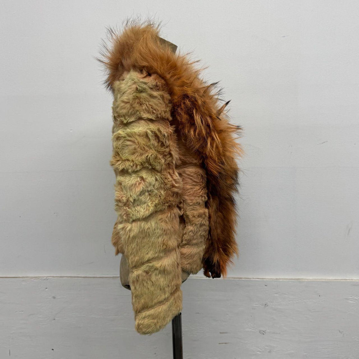 Vintage Y2K Gray Real Raccoon Fur Jacket Coat