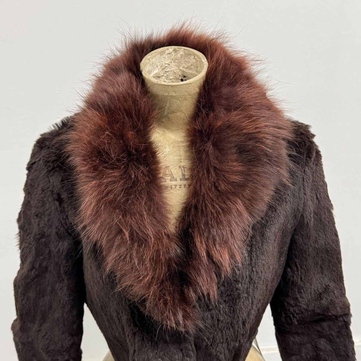 Vintage Y2K Cropped Espresso Brown Rabbit & Fox Fur Bolero