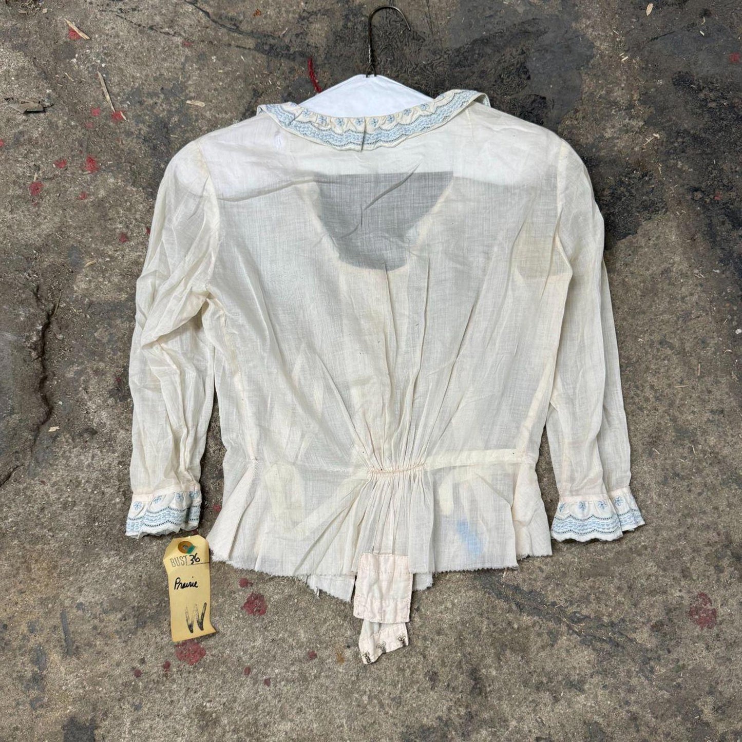 Vintage Film Costume 40s 50s Does Victorian Antique Style White Bodice S