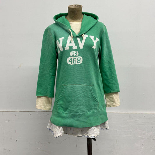 Denim & Dungaree Japanese Layered Green Cotton Hoodie Dress
