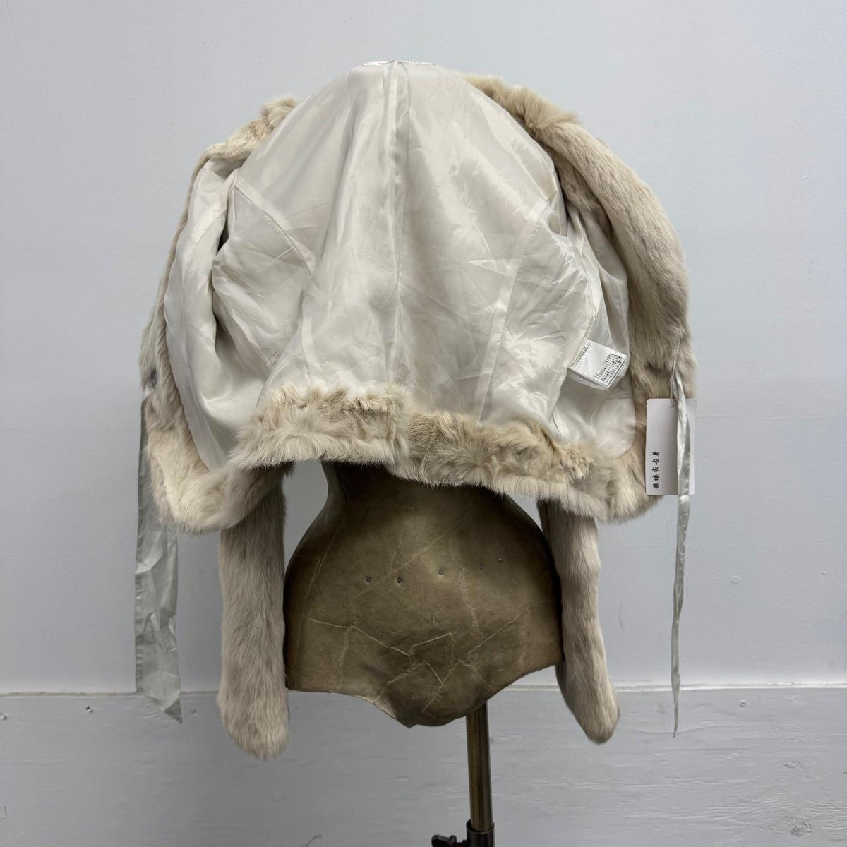 Vintage Y2K Cream Rabbit  Fur Cropped Bolero Jacket Coat