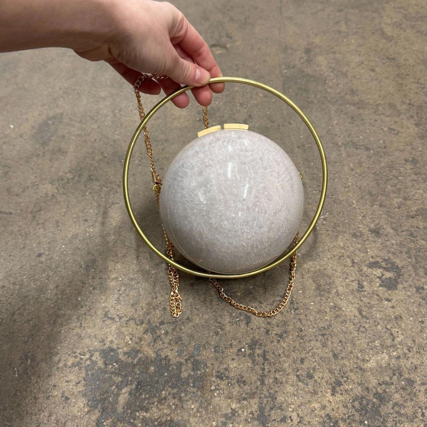 Auvré Daylight Orb Evening Clutch in Pearl White