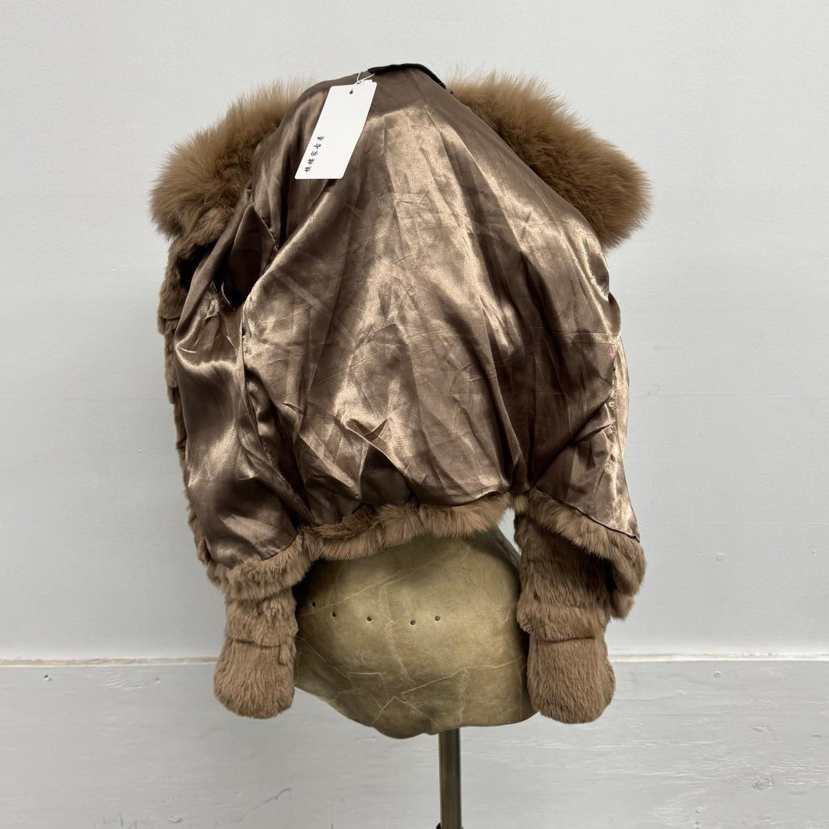 Vintage Y2K Light Brown Rabbit & Fox Fur Jacket Coat