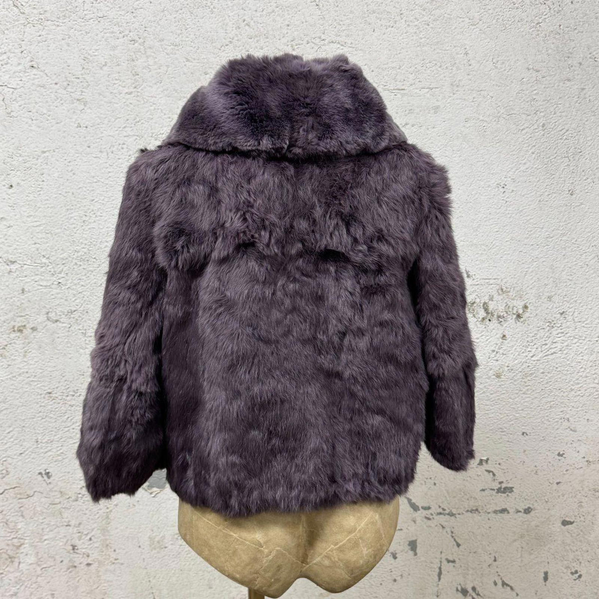 Vintage Y2K Lavender Purple Rabbit Fur Cropped Princess Jacket Coat