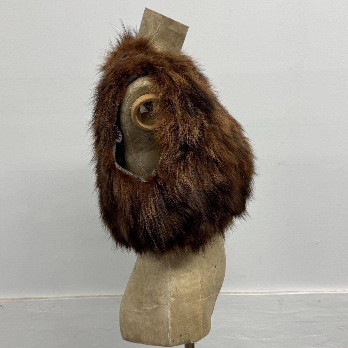 Y2K Vintage Brown Genuine Fox Fur Vest Cropped Bolero