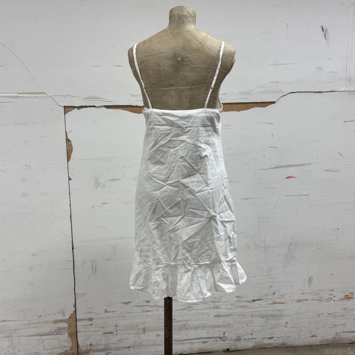 90s Y2K Vintage White Cotton Eyelet Mini Sundress