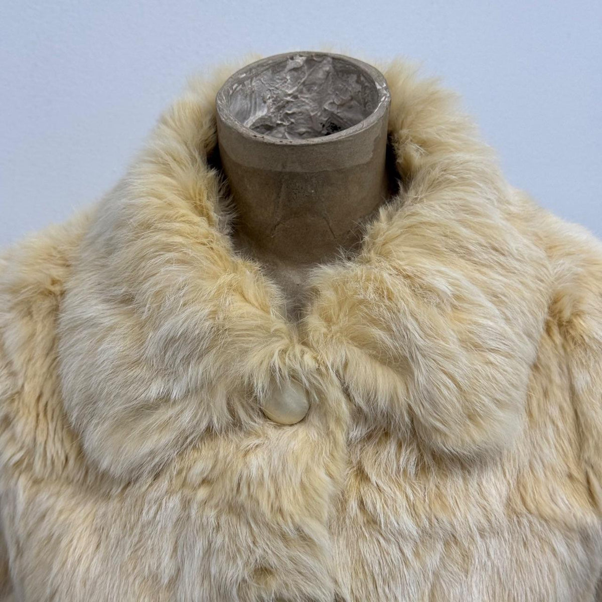 Vintage Cream White Rabbit Fur Jacket Coat
