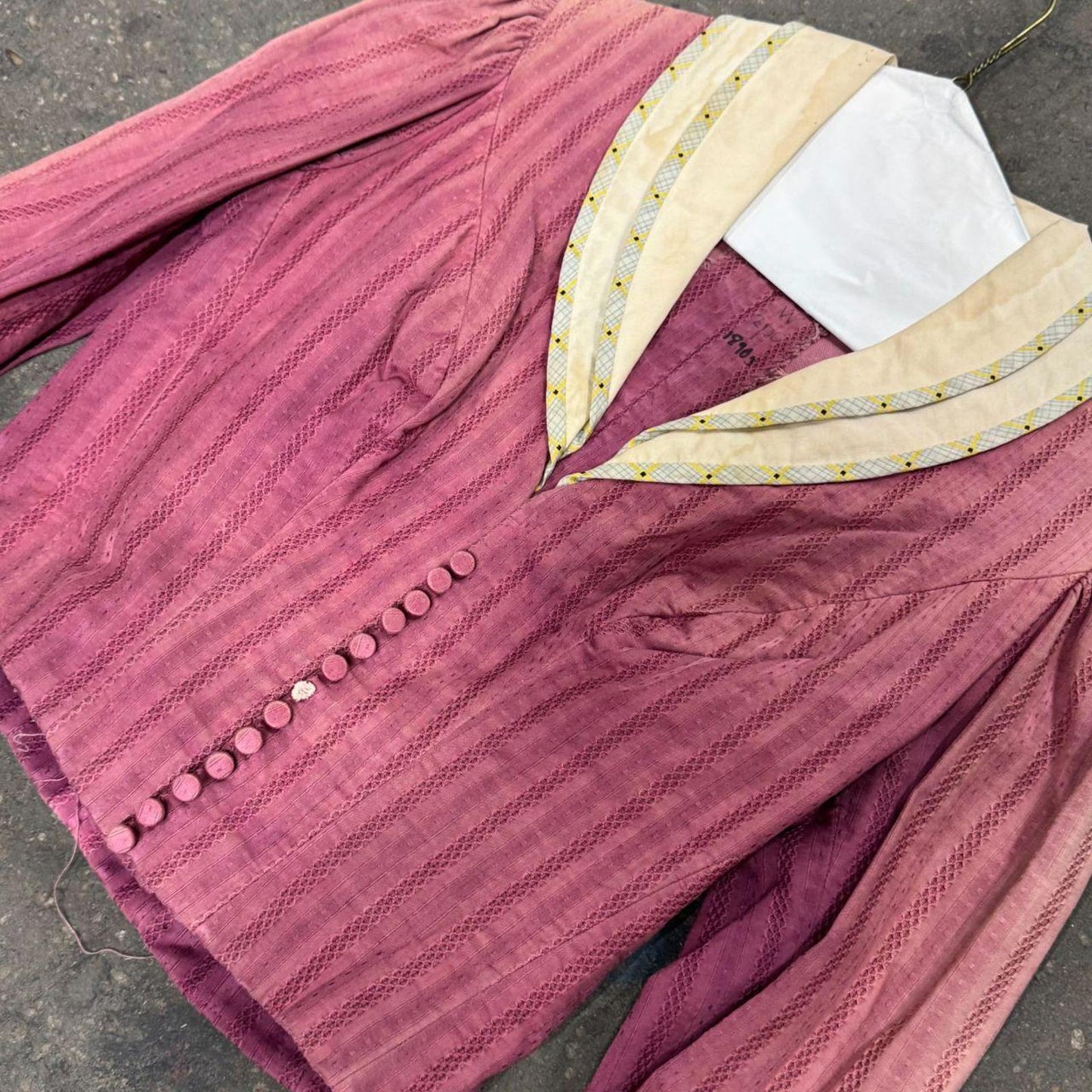 Vintage Antique 40s 50s Does Victorian Faded Red Cotton Bodice Film Costume