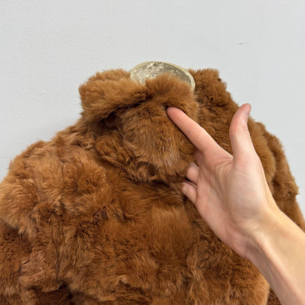 Vintage Y2K Tan Brown Rabbit Fur Jacket Coat Bolero