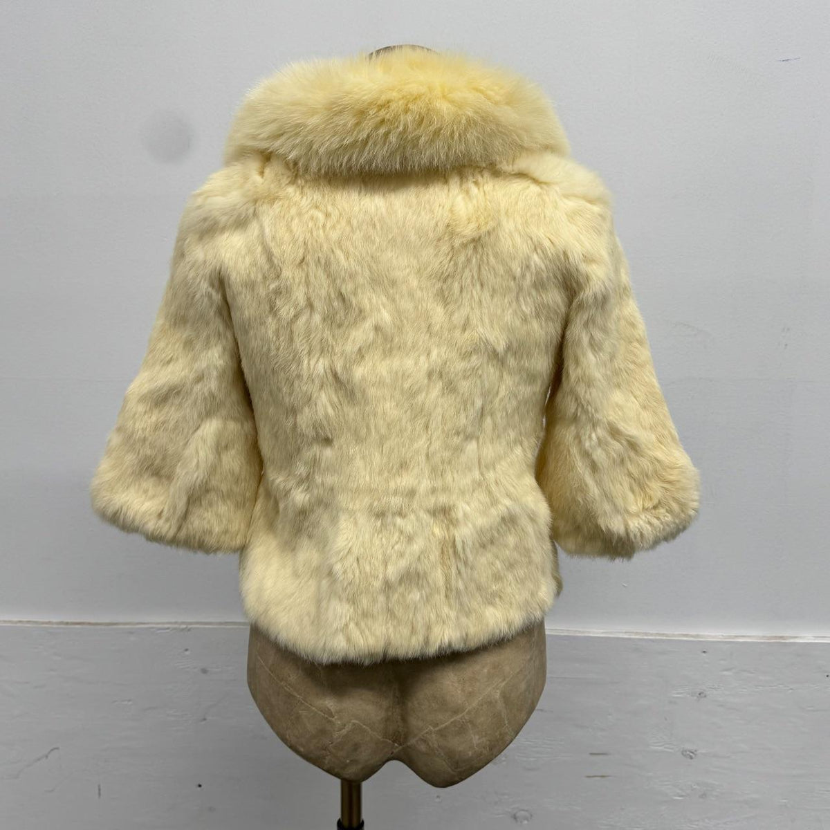 Vintage Y2K Cream White Rabbit & Fox Fur Jacket Coat