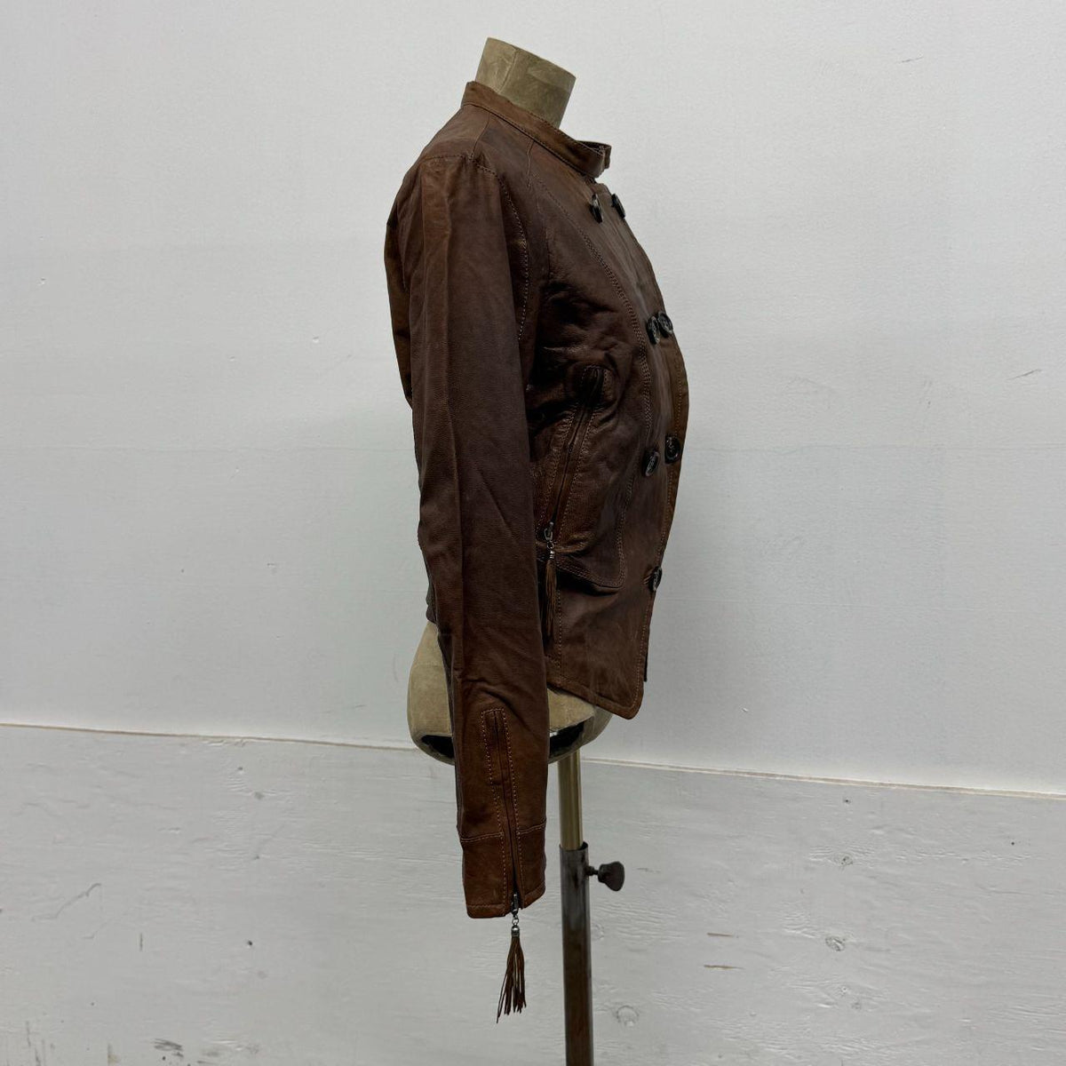 Vintage BASIC HOUSE Brown Lambskin Multi-Way Leather Jacket