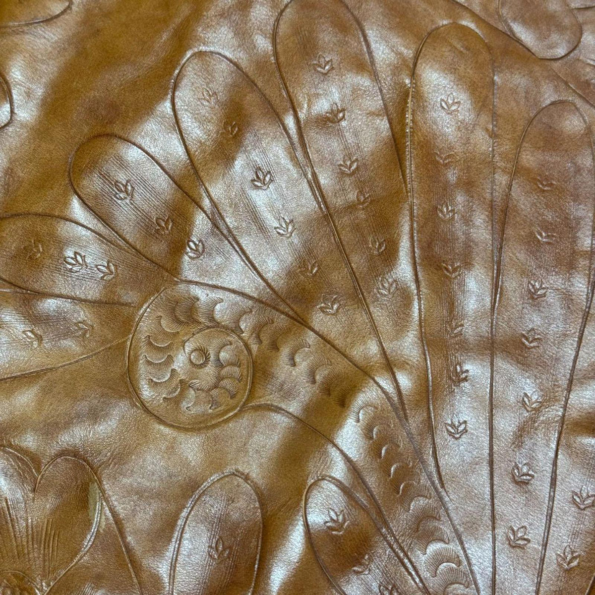 Vintage 60s 70s Leather Western Film Costume Vest Brown Embossed