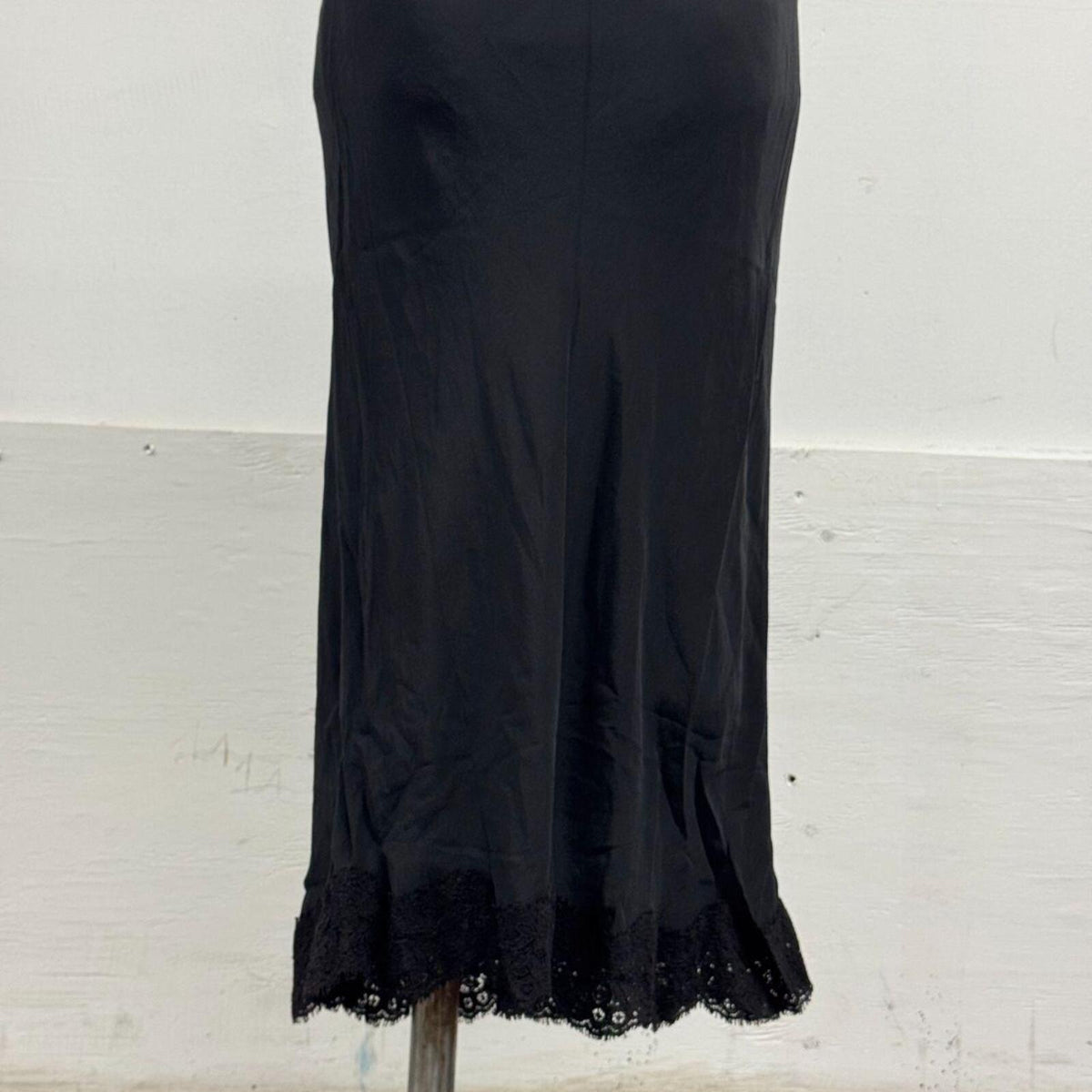 Vintage 90s Y2K Noir Silk Lace-Trim Slip Dress