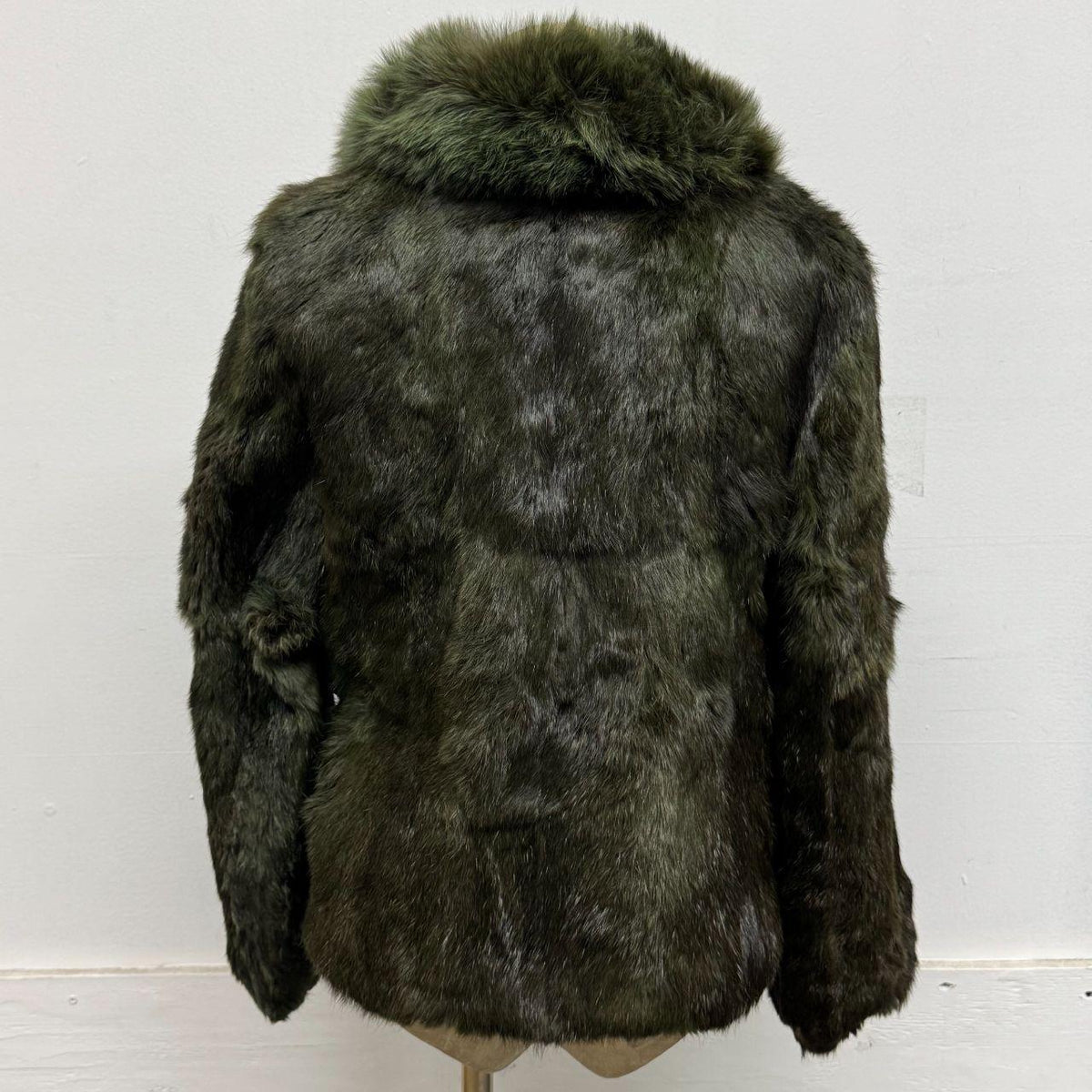 Vintage Y2K Olive Green Rabbit & Fox Fur Jacket Coat