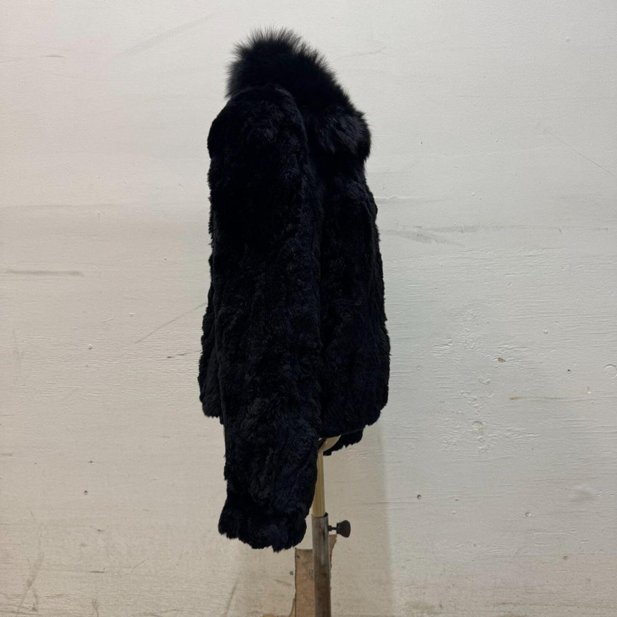 Vintage Black Rabbit & Fox Fur Jacket Coat