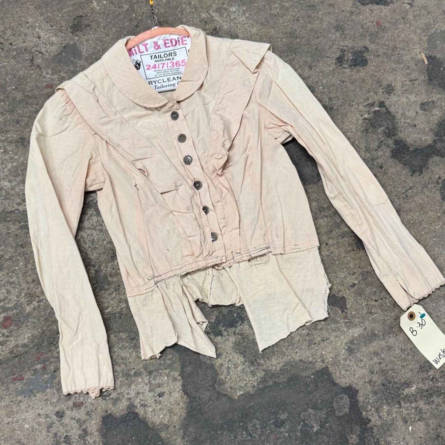Vintage Film Costume 40s 50s Does Victorian Antique Style Peach Blouse XS