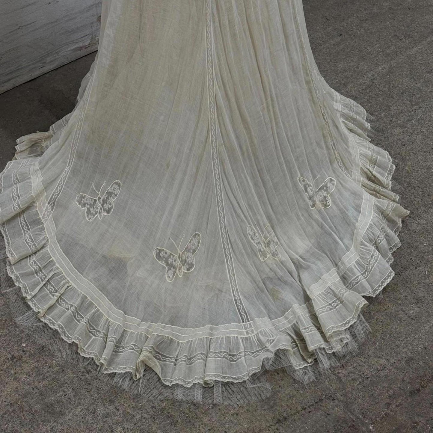 Antique Edwardian Butterfly Lace Petticoat Walking Skirt