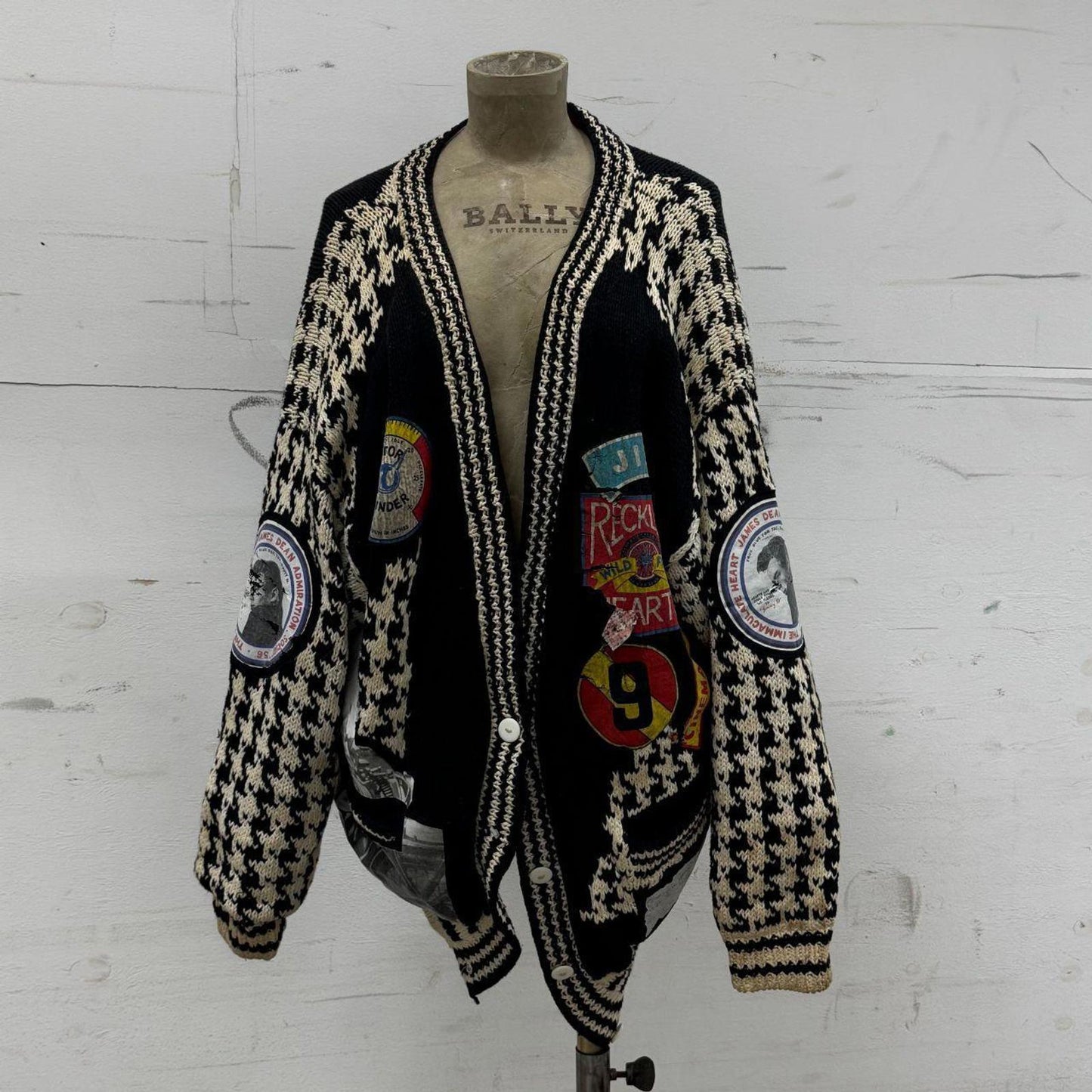 Vintage 1980s James Dean Novelty Cardigan Sweater Patchwork