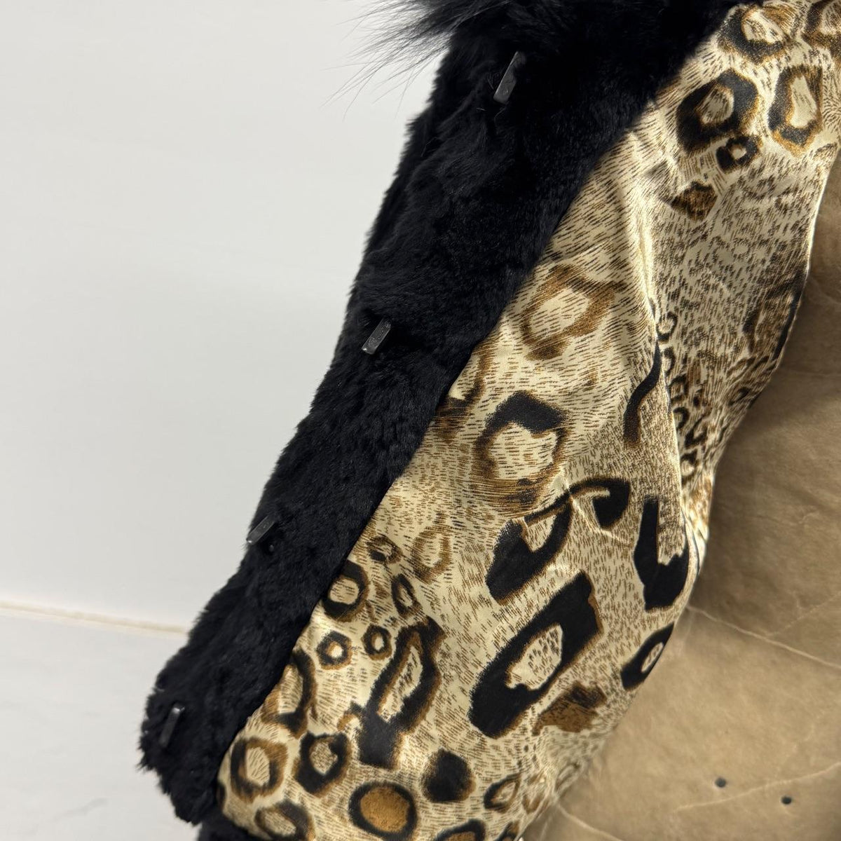 Vintage Y2K Black Rabbit & Fox Fur Jacket Coat